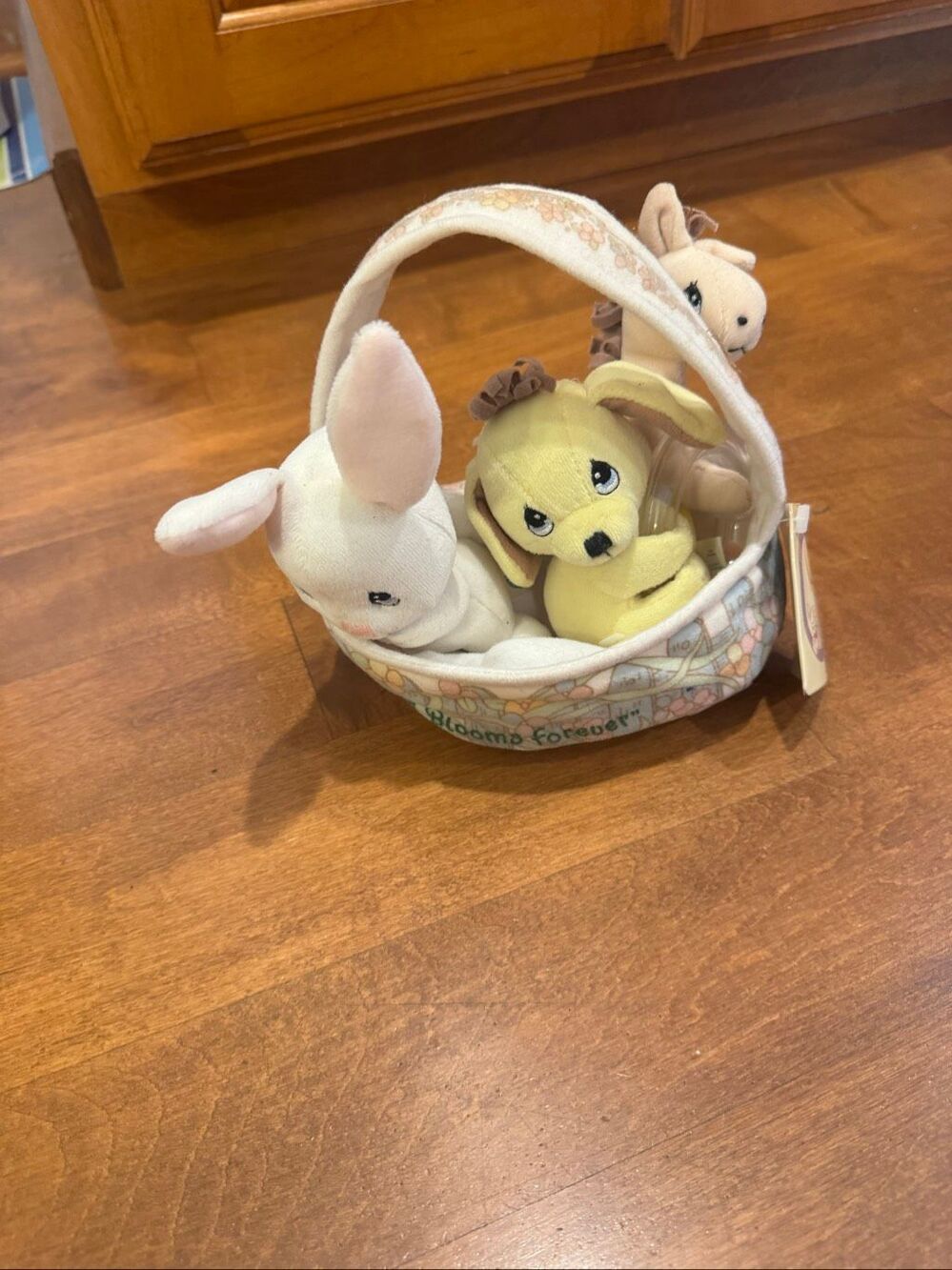 Vintage 1998 Precious Moments Basket of Rattles Gift Set #17415 Applause